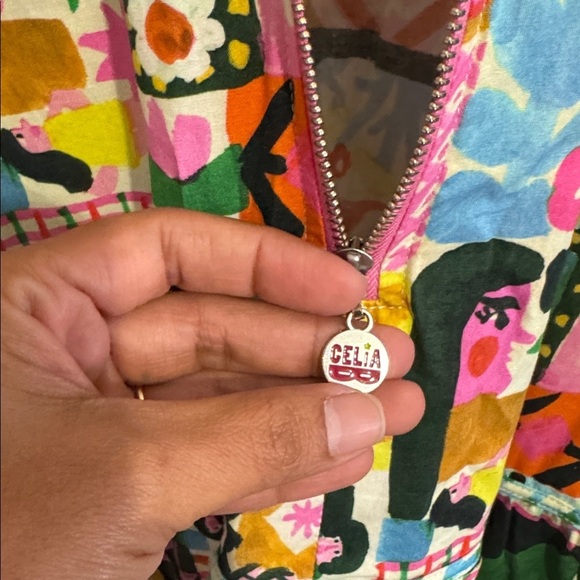 CeliaB Colorful Patchwork Tiered Midi Dress Sundress with Pockets and Fun Print - Picture 9 of 11